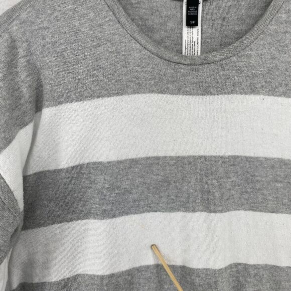 EILEEN FISHER Sweater S Organic Cotton Striped Reversible Pullover Gray White - Picture 12 of 14